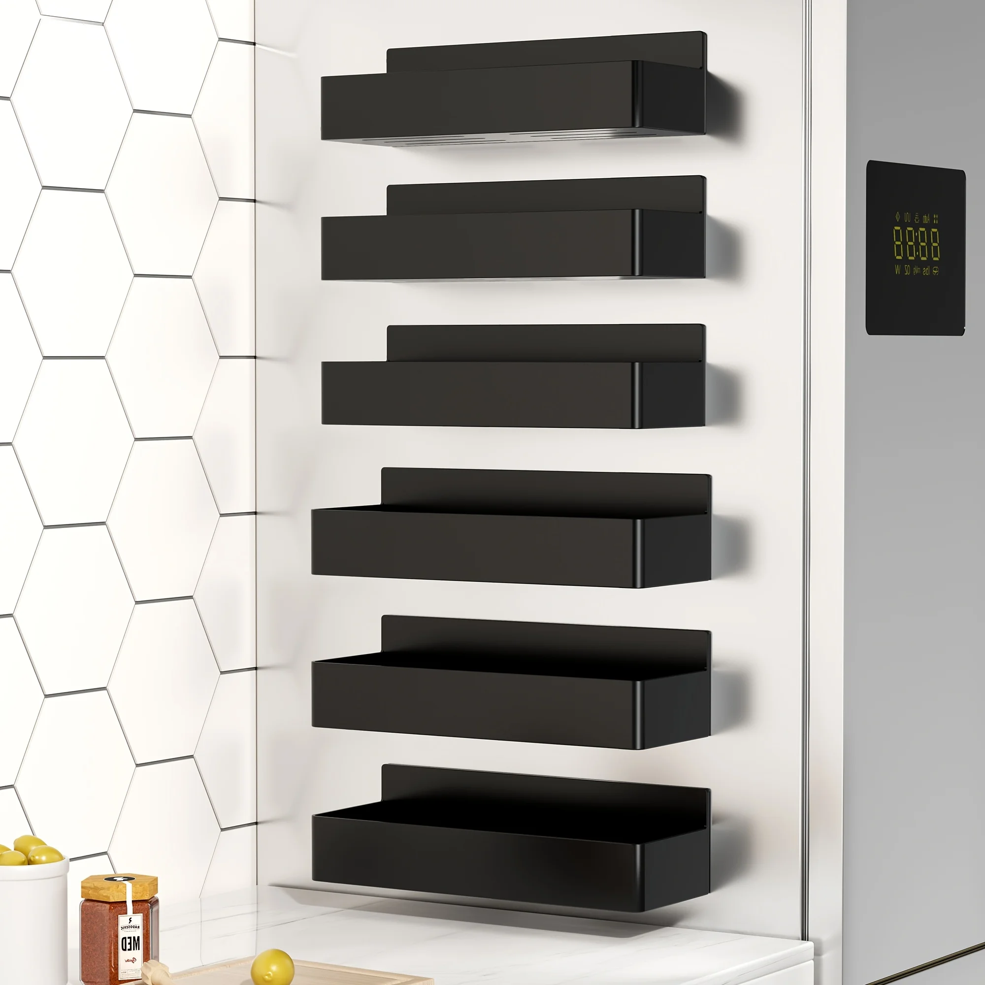 6 unids/set estante de almacenamiento magnético refrigerador/lavadora estante de almacenamiento sin taladro gabinete de baño de cocina soporte de carga fuerte