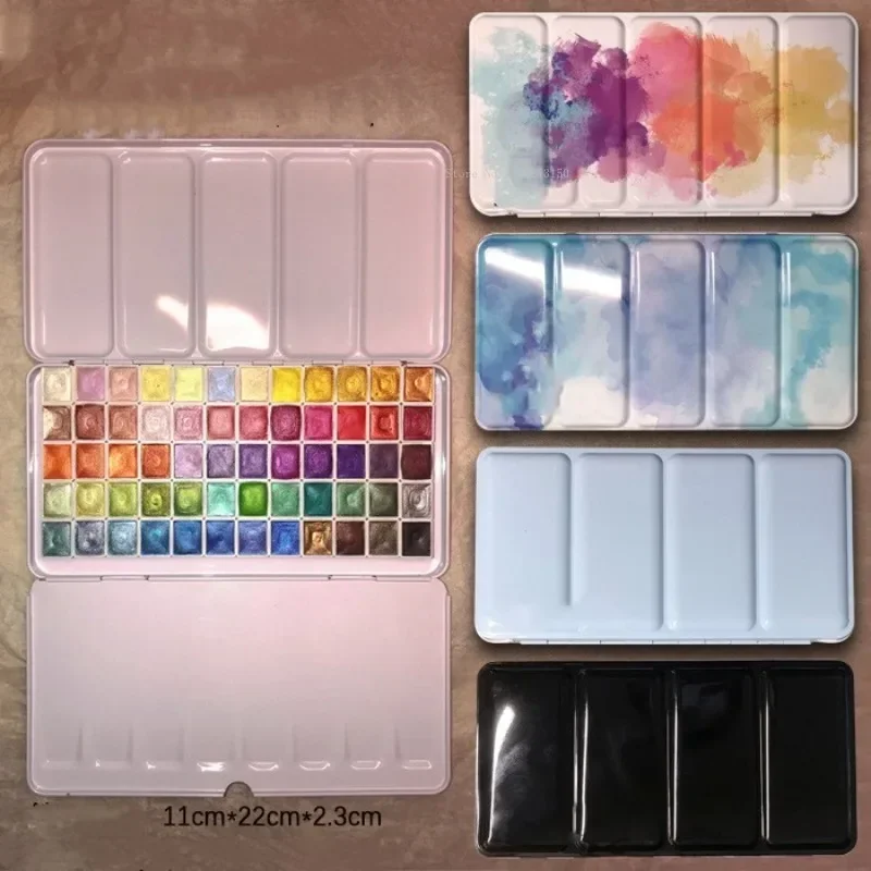 60 Colors 2.3ml Iron Box/plastic Box Pearlized Watercolor Paint Set Palette Painting Nail Coloring Decorative Art Supplies