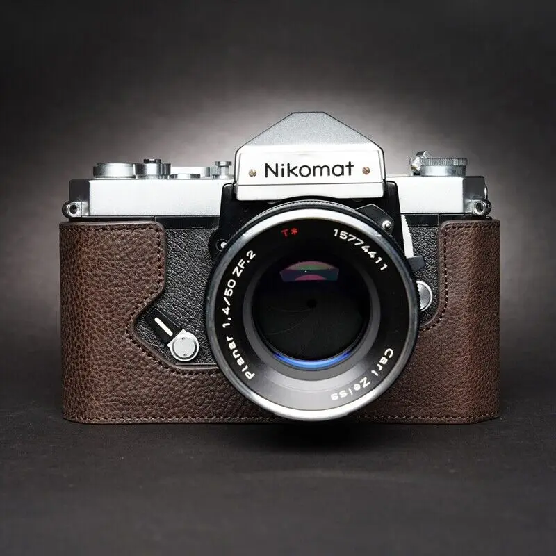 

Half Camera Case Bag For Nikomat EL EL2 ELW Nikon Handmade Genuine Real Leather