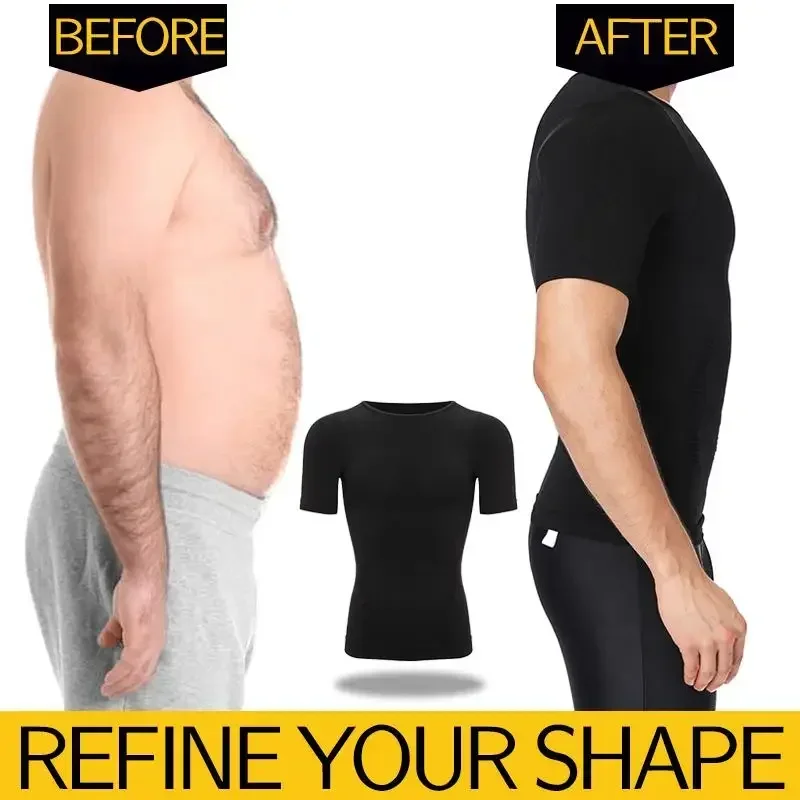 Men Compression Shirt Undershirt Tank Tops Workout Vest Abs Abdomen Slim Body Shaper Tight Shapewear
