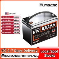 Humsienk 12V 100Ah Built-in 100A BMS Lithium Iron Phosphate Battery Packs For RV/ Vans/ Trolling Motor/Golf Cart/Camping/UL 1973