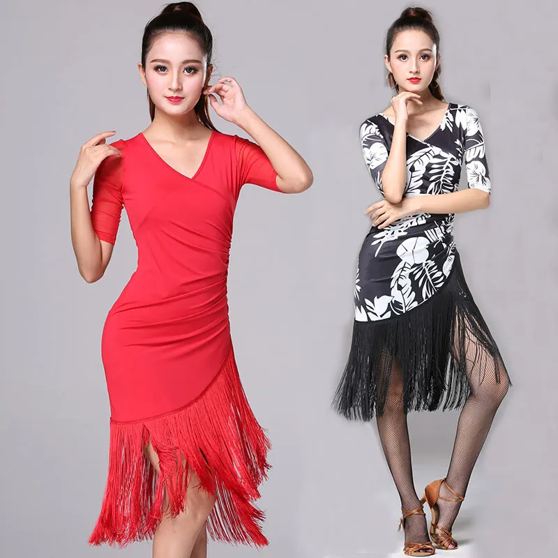 

Practice Latin Dance Dress for Women Fringe Latin Dance Costumes Ballroom Dancing Costumes Tango Dancing Rumba Clothes Waltz