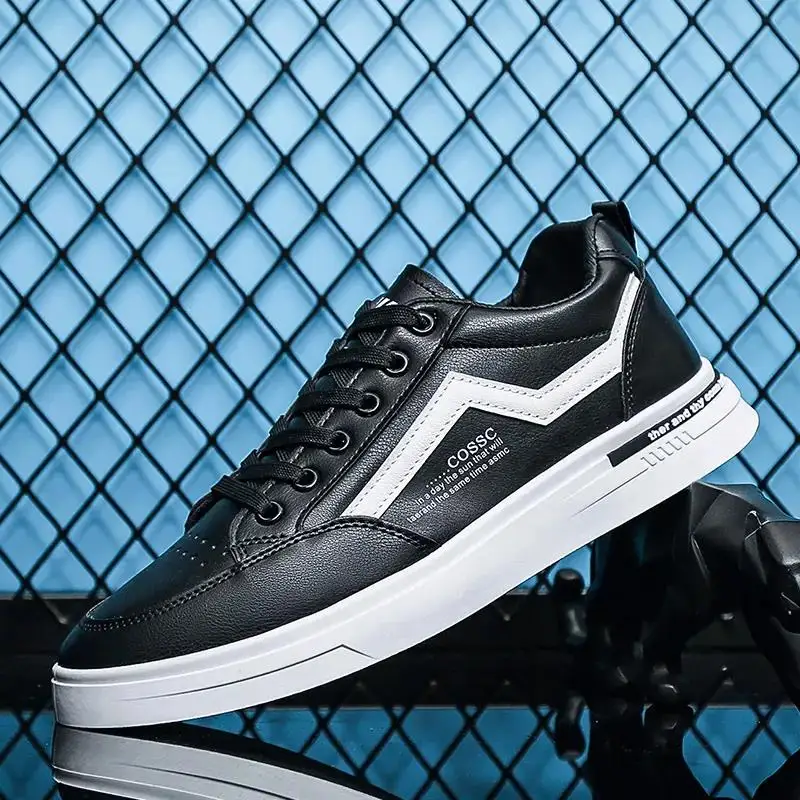 

Мужские весенне-осенние кожаные спортивные повседневные туфли на мягкой нескользящей подошве, Дышащие Модные всесезонные повседневные туфли для скейтборда