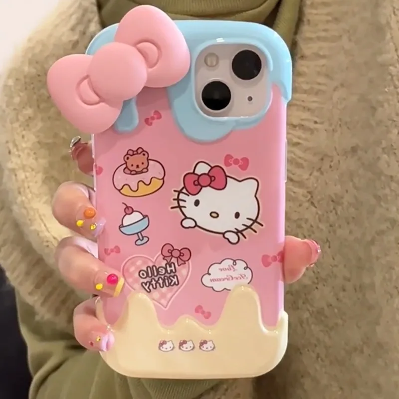 

Sanrio Kawaii Anime Cute Hello Kitty IPhone14 Pro Phone Case Bow Various Types Christmas Halloween A Girl's Heart Girls Gifts