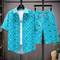 Ensemble 2 Pièces pour Homme, Survêtement, Chemise et Short, Streetwear, Harajuku, Respiré, Tenues Courtes, Été 2