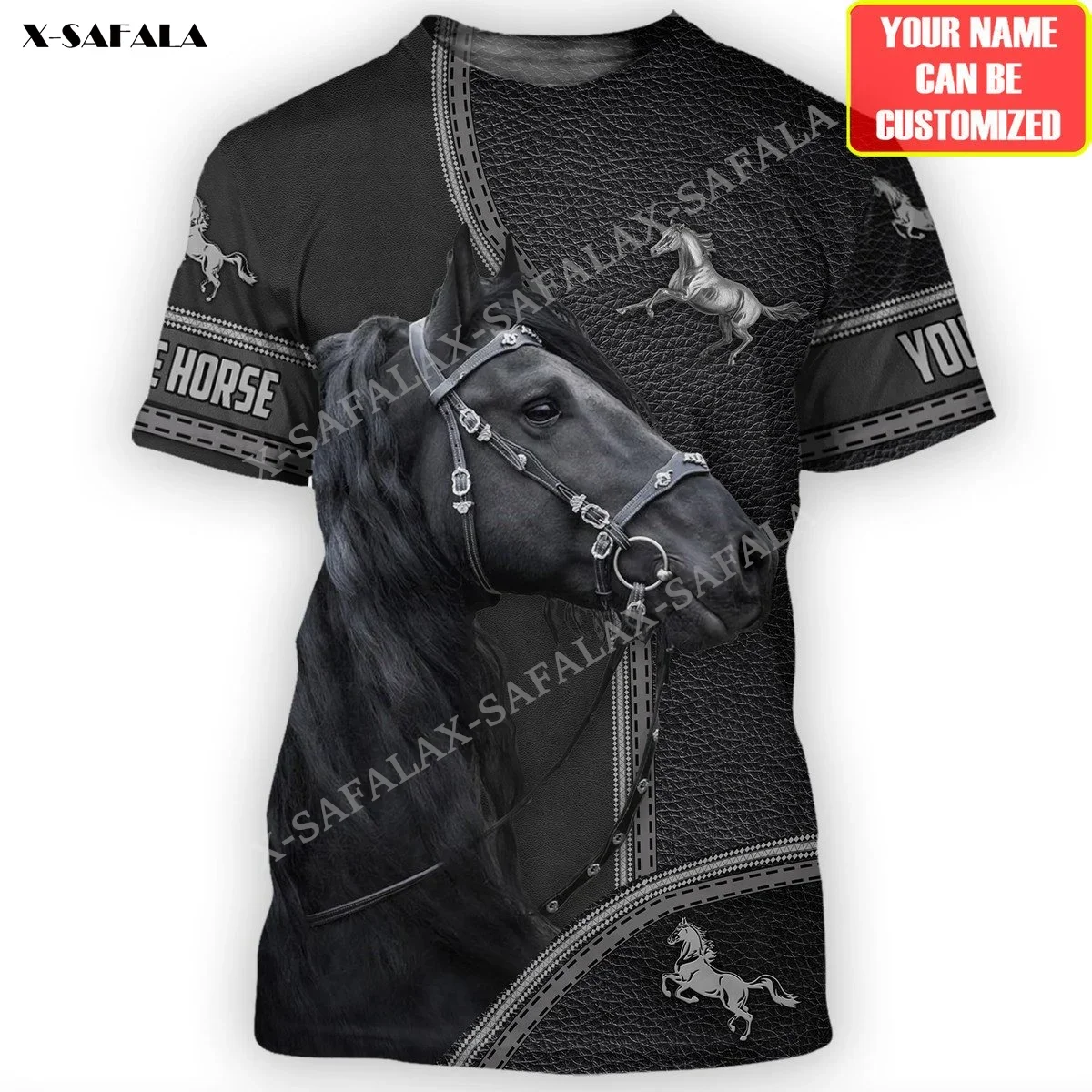 

Высококачественная футболка с 3D-принтом черной лошади, животных, Высококачественная футболка унисекс с принтом лошади, мужская и женская футболка, топ 1