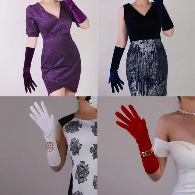 Guanti Lunghi In Raso Nero Fino Al Gomito - Eleganti Per Serate, Teatro E Feste | Ideali Per Donne E Ragazze