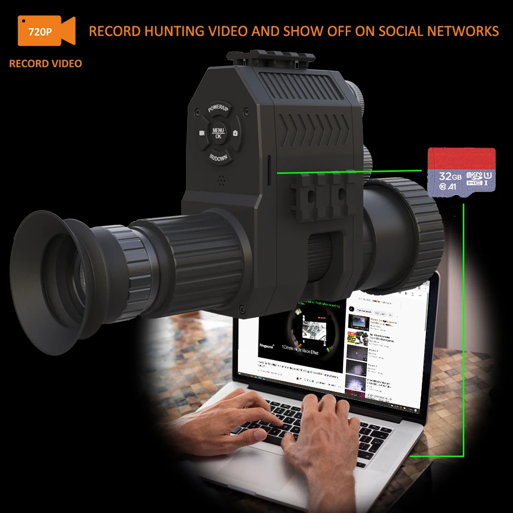 Megaorei 3B Night Vision 720p HD Hunting Camera Camcorder Portable Rear Scope Add on Attachment with Built-in 850nm IR Torch