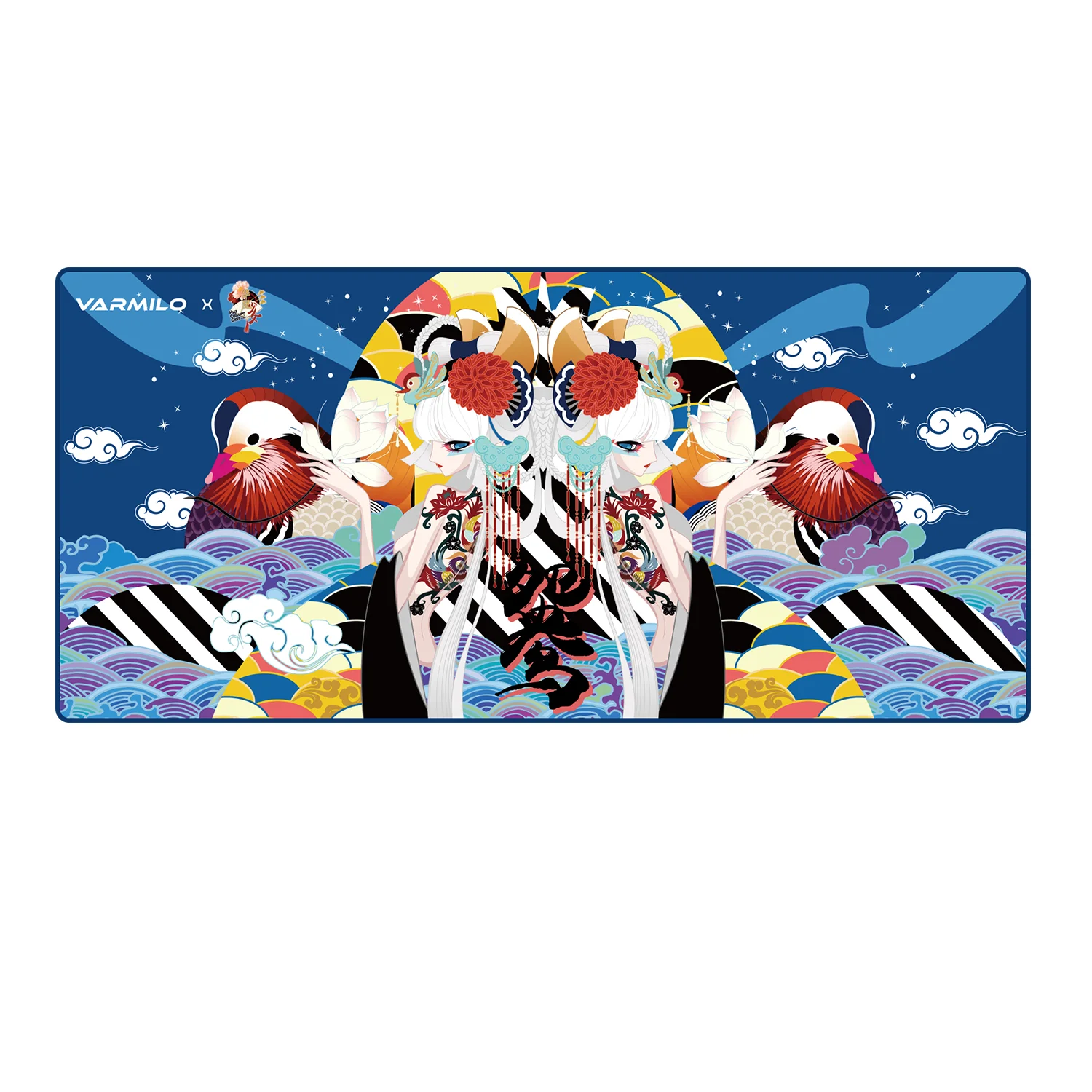 Almofada de Rato Original Varmilo Mulan Koi Lovebird Pequim Opera 35.4x15.7 Mat Mat Tapete de Ratos Mause Teclado Tablet Tamanho xl Costura Computador Gamer - Imagem 5