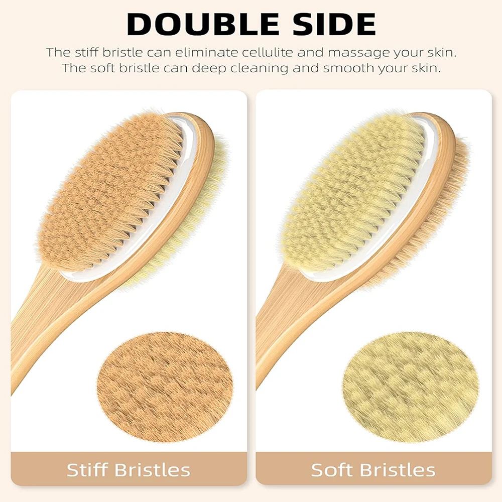 Dual-Sided Shower Brush with Soft and Stiff Bristles