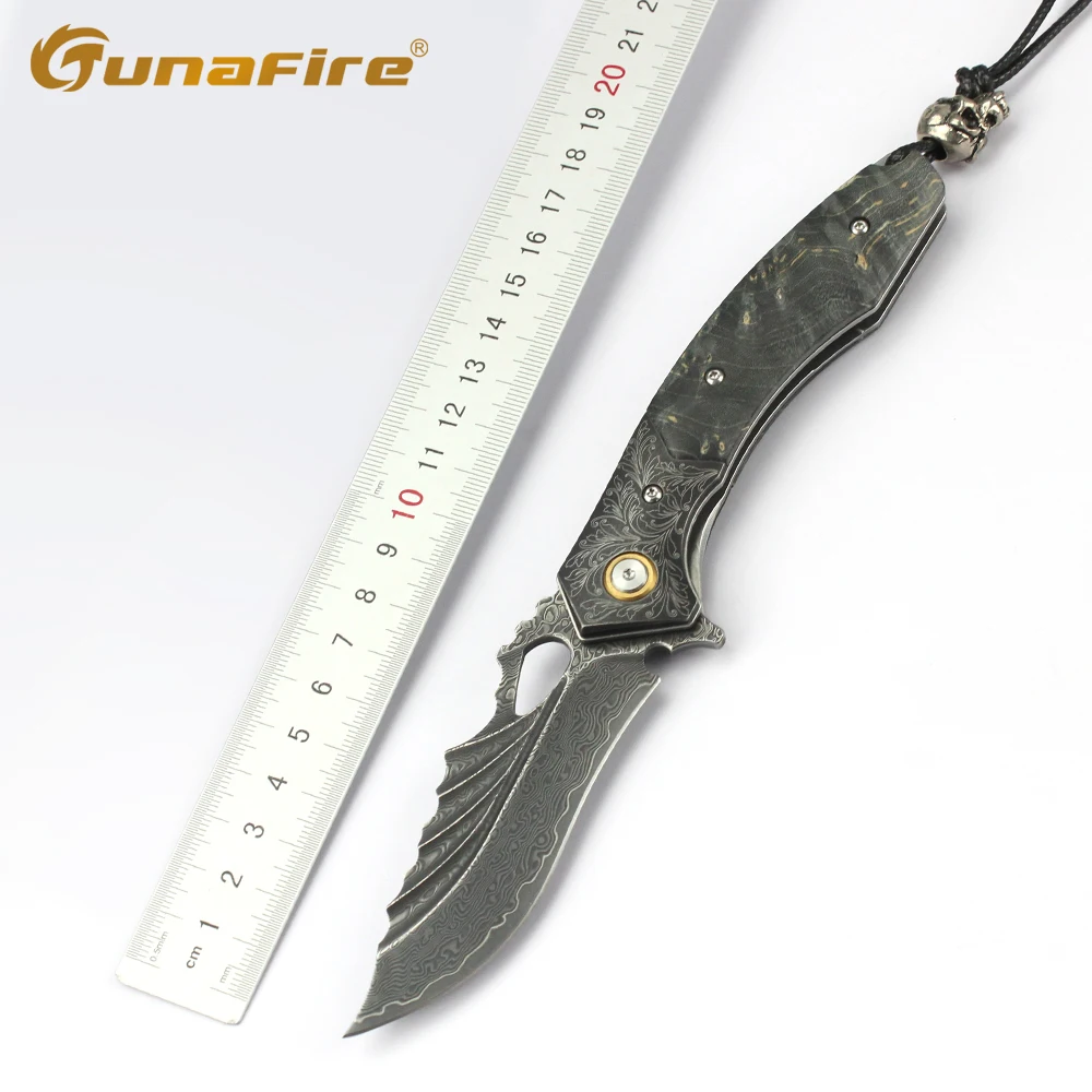 

Tunafire GT0183 Japan Imported Forged VG10 Damascus New Folding Knives Tactical Outdoor Survival Hunting EDC Tools Pocket Knife