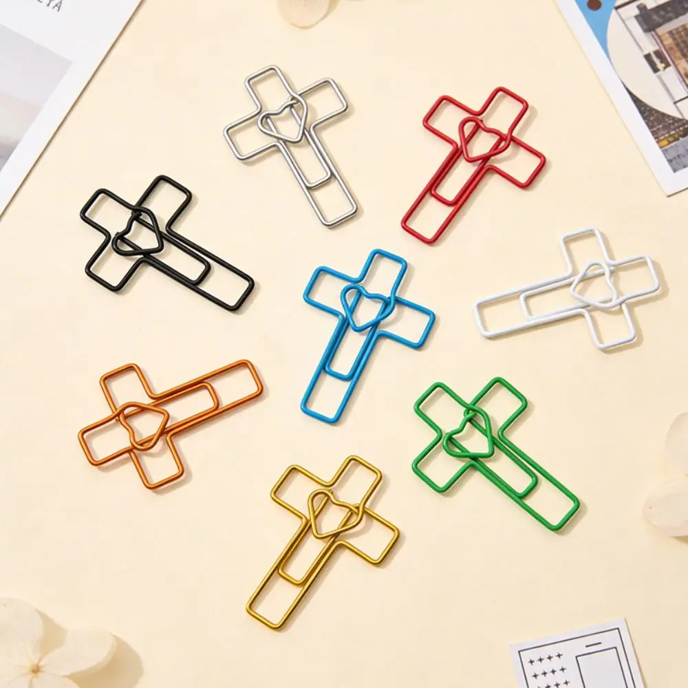 50pcs 다목적 금속 종이 클립 십자형 종이 보관 파일 분류 클립 북마크 학생