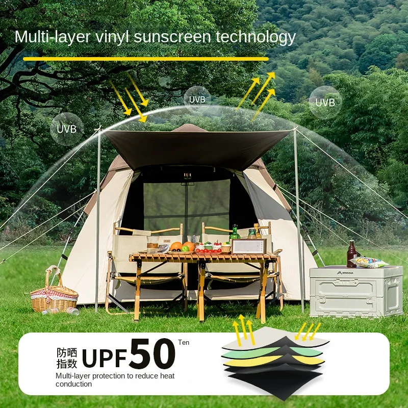 Tent Outdoor Automatic Camping Wilderness Camping Portable Folding Fully Rain-proof Plus Thick Black Suntan