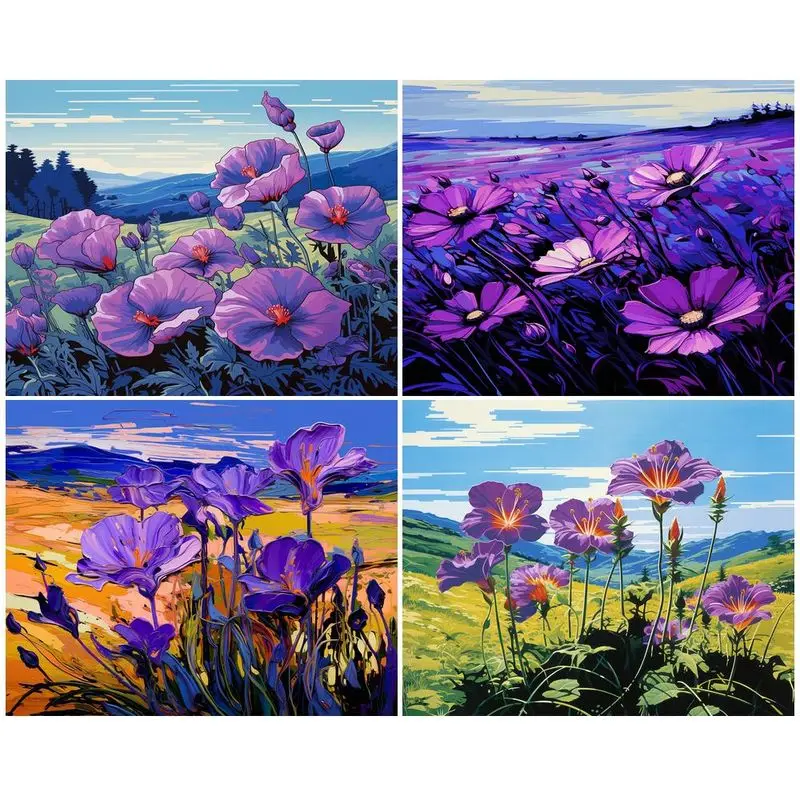 

CHENISTORY Diamond Embroidery 5D Set Purple Flowers Diamond Painting Mosaic For Adults Kids Handicraft Picture Of Rhinestones Ho