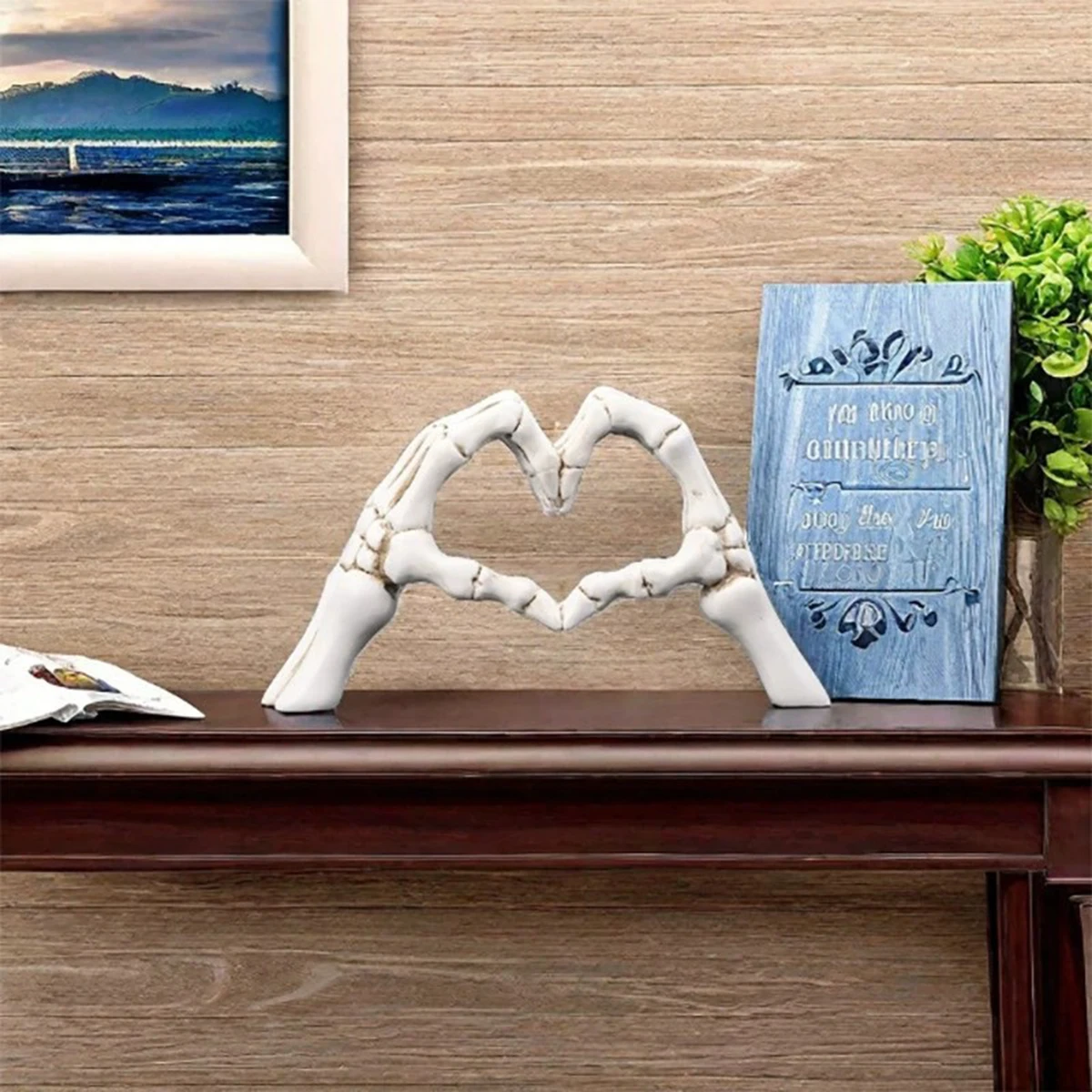 Royallure gothic skeleton heart hands figurine detail close-up