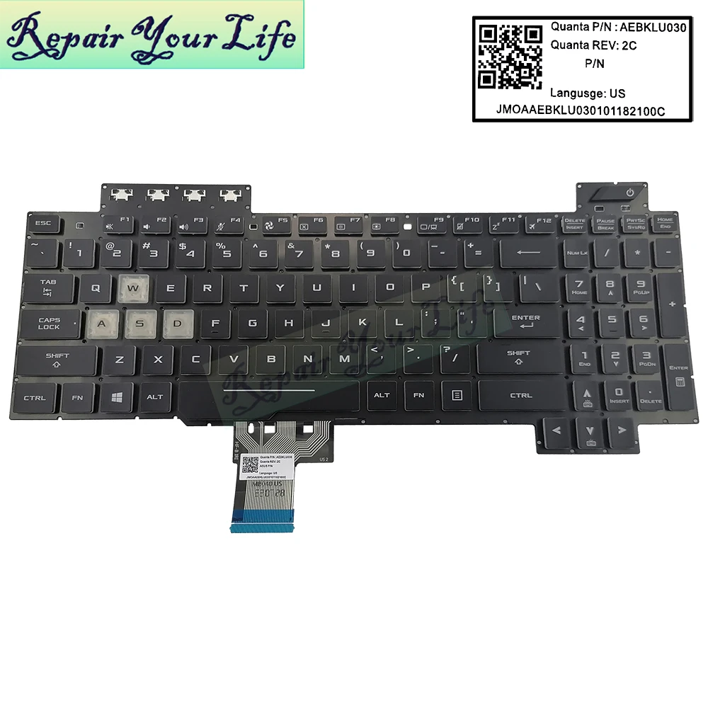 Fx505 Us Backlit Laptop Keyboard For Asus Tuf Gaming Fx505gt Fx505gm ...