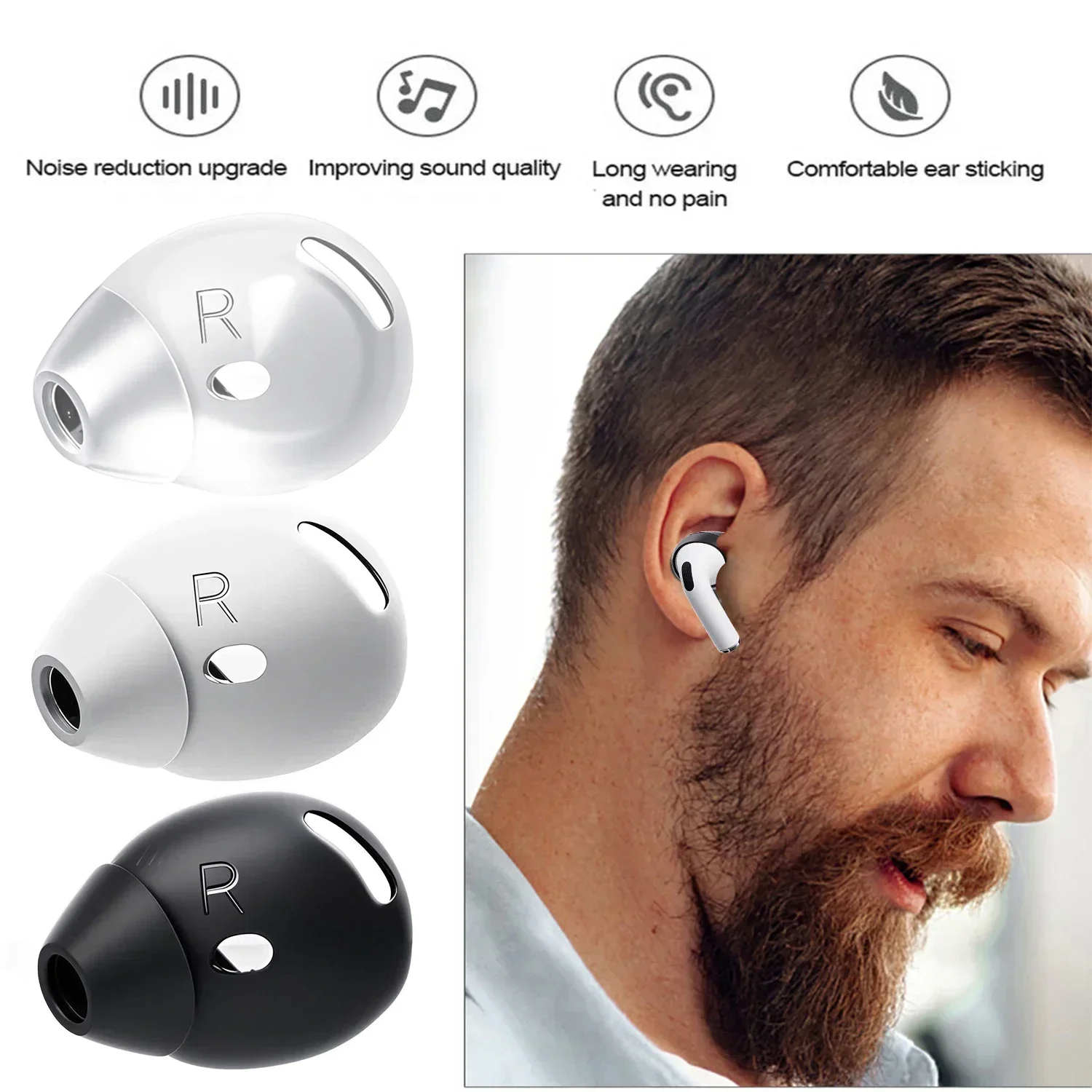 Silicone Anti-Slip Earbud Tips Replacement Covers