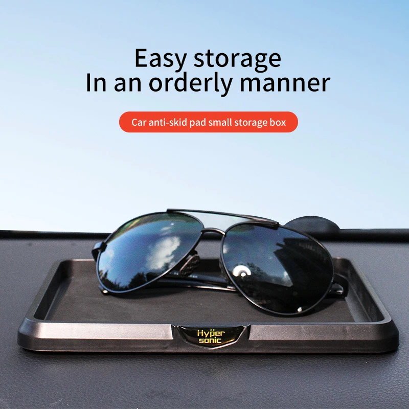 

Car storage box with long anti slip pad, car dashboard desktop storage box