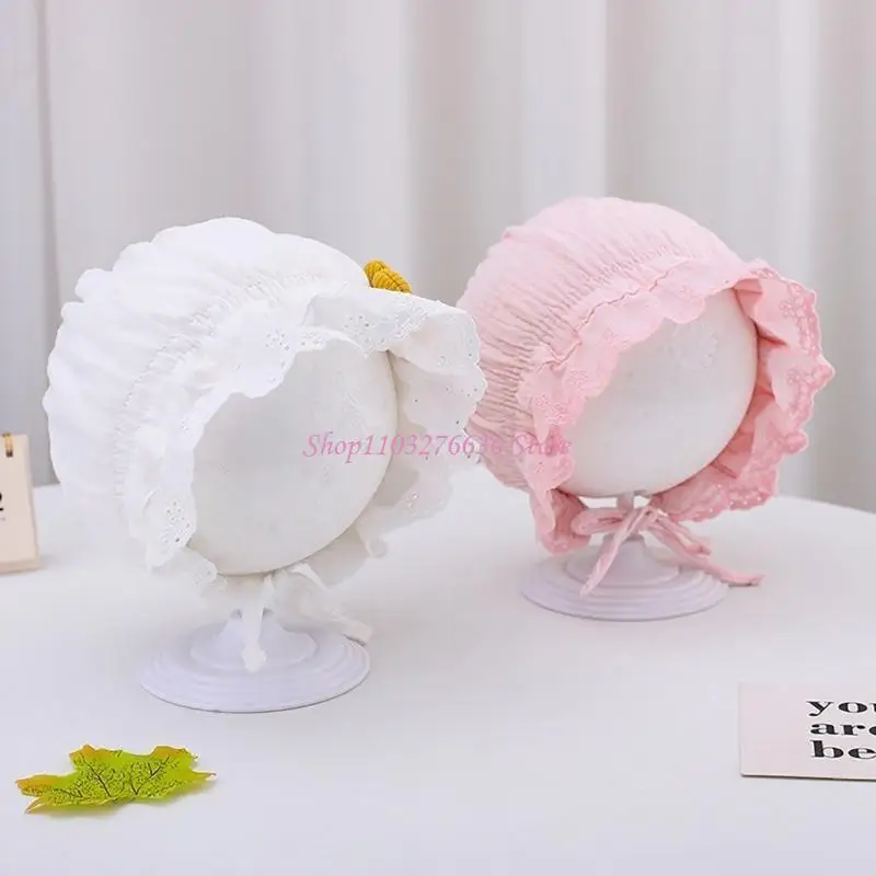 R6FD Elegante Babymütze aus Spitze. Weiche und atmungsaktive Mütze für kleine Mädchen für einen königlichen Look – Detail 9