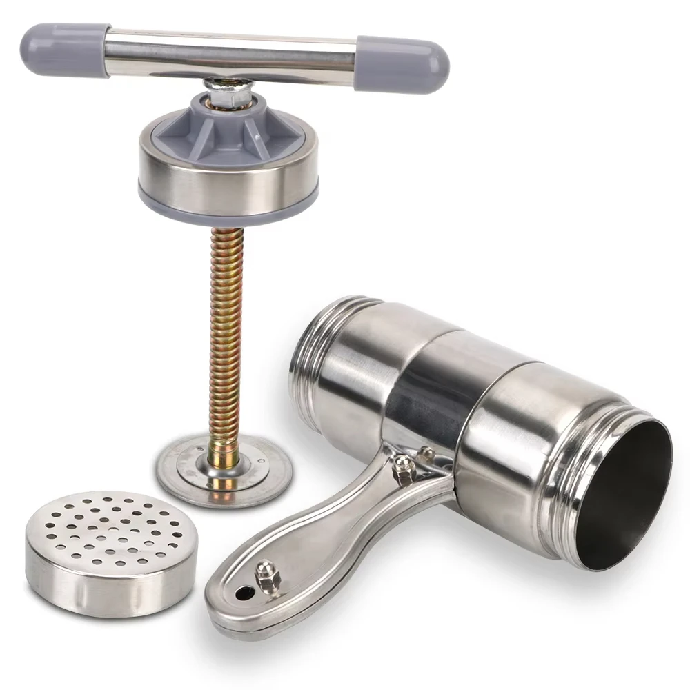 Stainless Steel Manual Noodles Maker Portable Pasta Maker Noodle Making Press Machine Spaghetti Making Tools with 2/5 Noodle