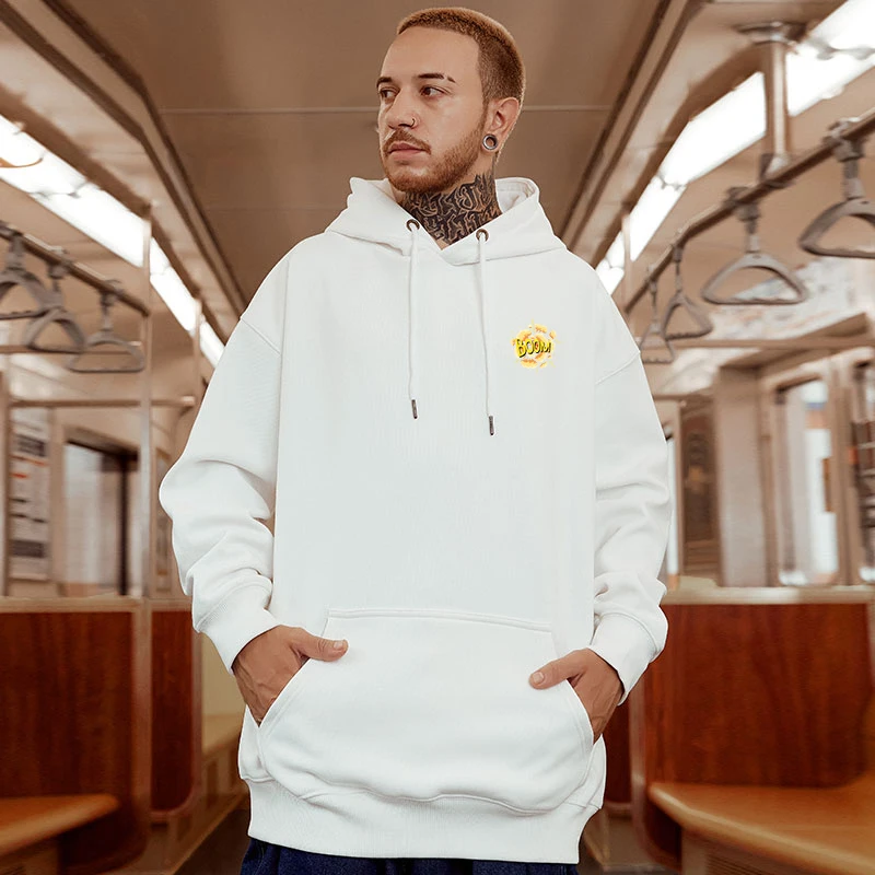 Casual Style Fashion Sweater Hooded Autumn And Winter Literary Trend New Men's Pullover Popular Print And Plush