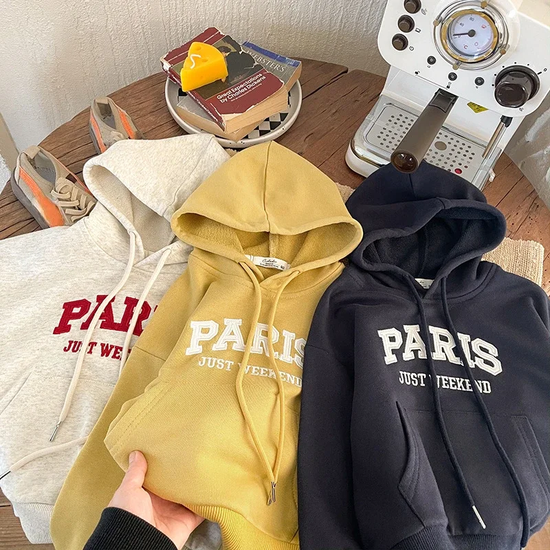 Korean Style Loose Letter Print Hooded Newborn Baby Hoodies Long Sleeve Autumn Winter Infant Sweatshirt for Boys Girls girl sweatshirt,kids sweatshirt