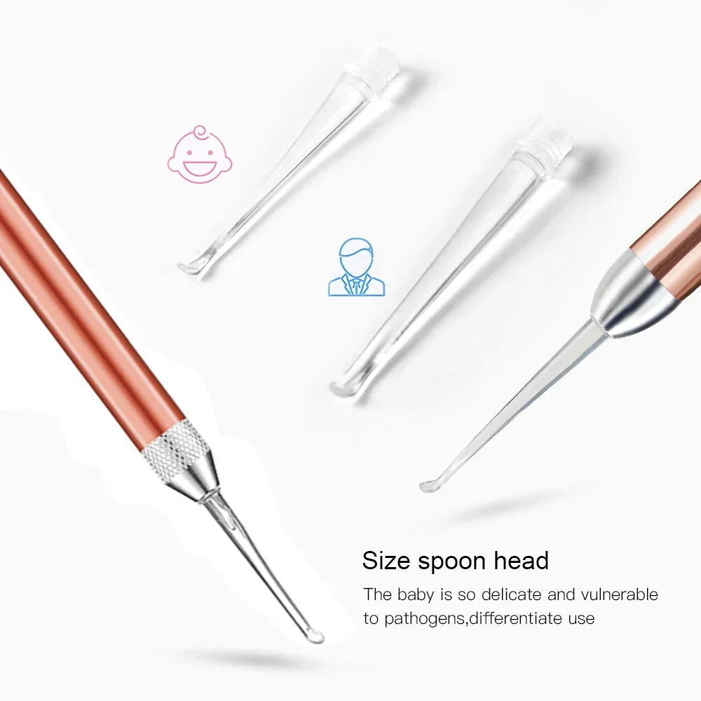 Ear Pick Ear Wax Cleaner Ear Cleaner Set Ear Cleaner Ear Picking Tools Set Ear Wax Removal Kit Baby Ear Cleaner Spoon LED Flash Light Ear Wax Curette Picker Visual Children Earpick Eer Wax Dig Remover Nose Novel Tweezer