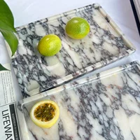 Luxurious Natural Marble Tray Calcutta Viola Storage Tray for Desktop/Kitchen/Vanity/Bathroom (12" x 8") 2