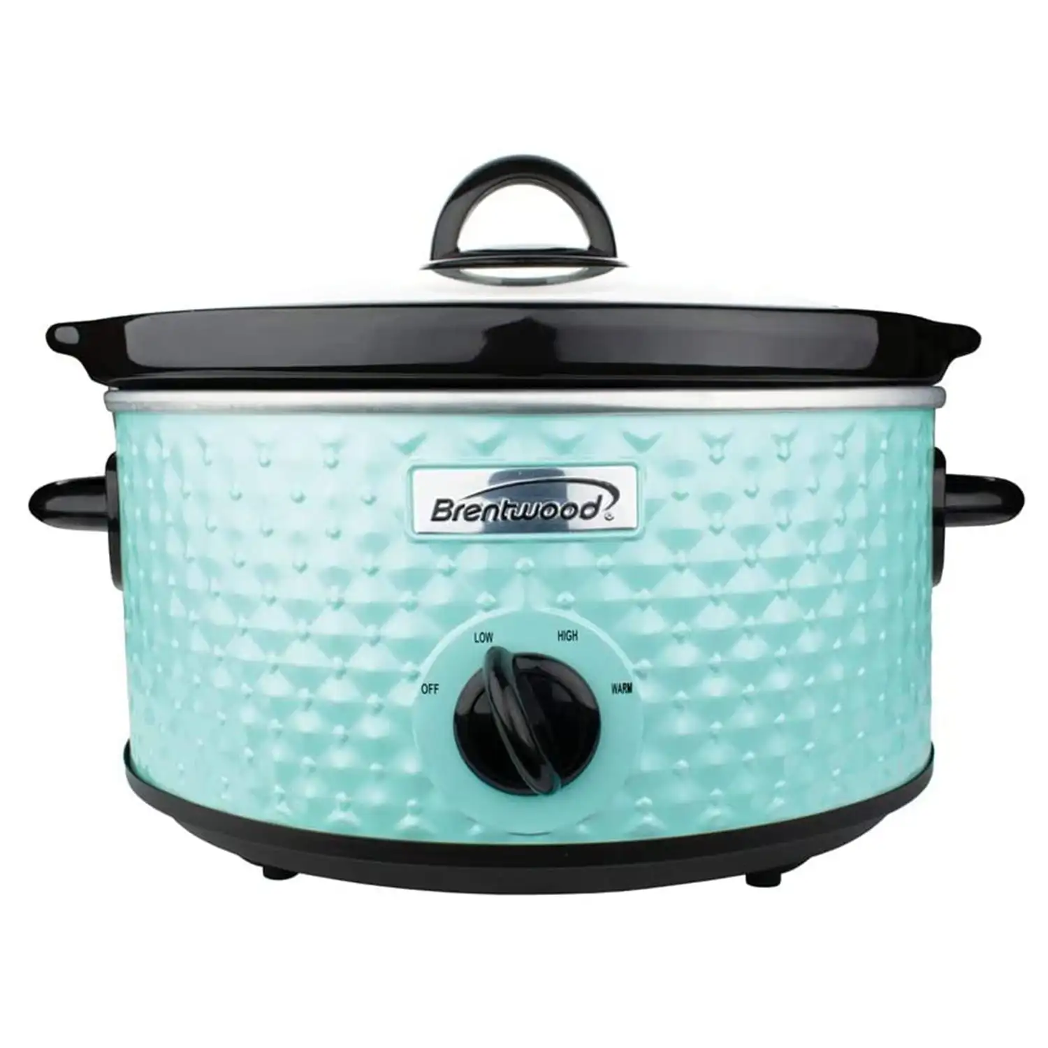 

Brentwood 190 Watts 3.5-Quart Diamond-Pattern Slow Cooker 3 Heat Settings: Low, High, and Warm (Blue) USA