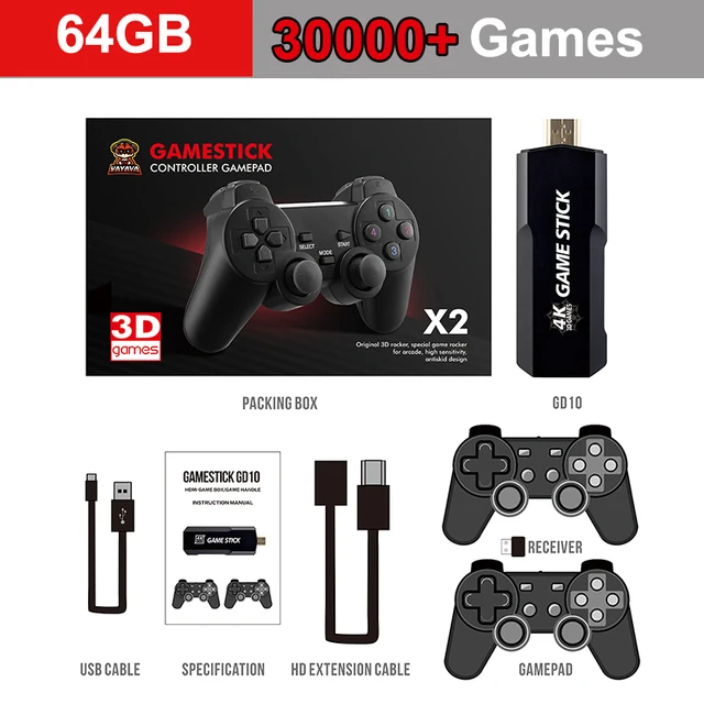 

4K HD Video Game Console 40000 Retro Games With 2.4G Wireless Controller PS1/FC/MD Joystick TV Game Stick 32GB/64GB/128GB