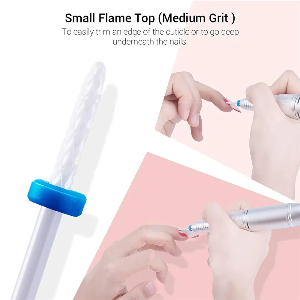 Ceramic Milling Cutter Manicure Removing Gel Varnish Nail Drill Bits Electric Machine Accessories Tool 5 Pcs