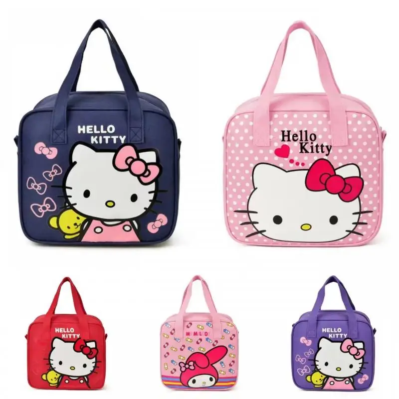 

Sanrios Kawaii Hello Kittys Insulated Cooler Lunch Box Bag Cartoon Portable Bento Tote Bag Large Capacity Food Storage Handbag
