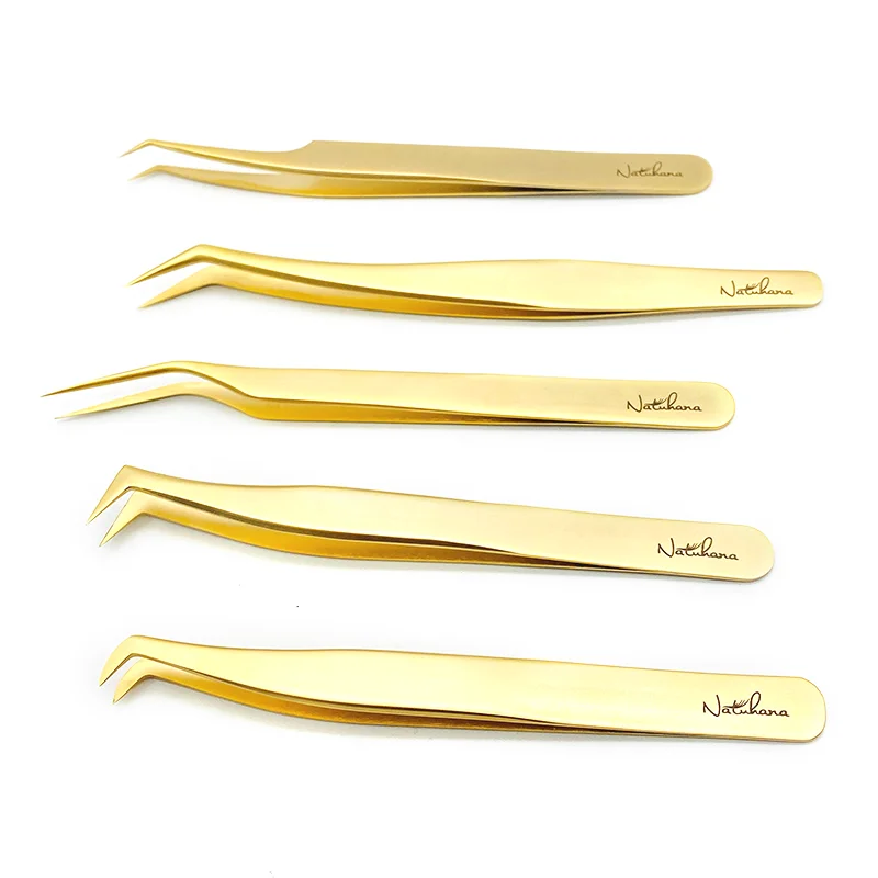 NATUHANA Professional Eyelash Tweezers False Lashes Volume Lash Tweezer Storage Stainless Steel Makeup Tools