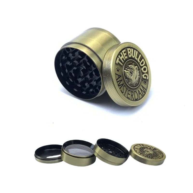 Herb Grinder 1.6/2 Inch Bulldog Herb Grinder Portable 4 Sections Spice Grinder Zinc Alloy Cigarette Shredder Kitchen Gadget Smoke Accessories nut spice grinder herb grinder herb spice grinder