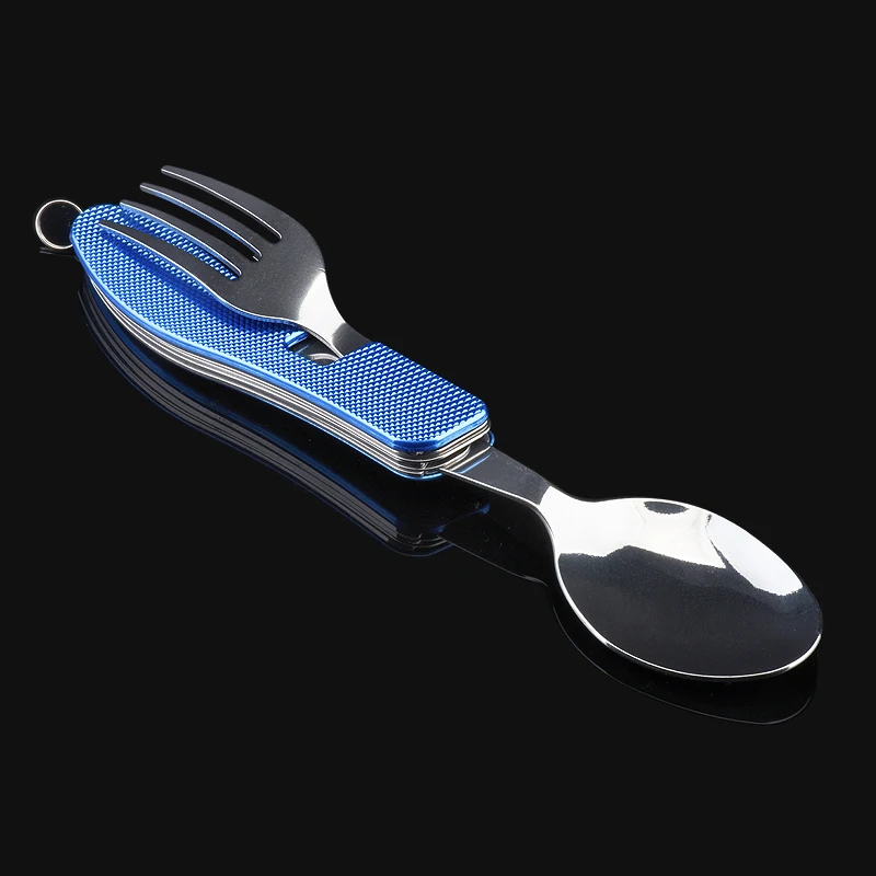 Dropship 4 In 1 Outdoor Tableware Set Camping Cooking Supplies Stainless  Steel Spoon Portable Fork Knife Multifunction Folding Portable Pocket Kits  Bottle Opener Tablespoon Set Home Picnic Hiking Travel Tools to Sell