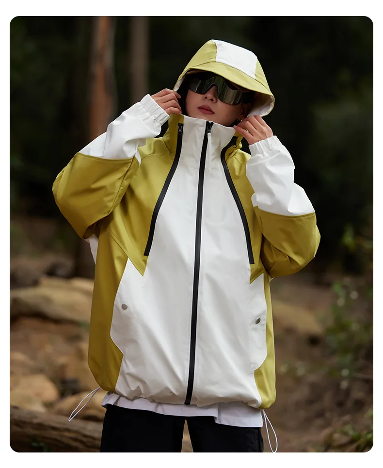 Autumn Winter Triple Defense Punching Jacket Outdoor Travel Sports Waterproof Windproof Jacket Breathable Patchwork Stripe