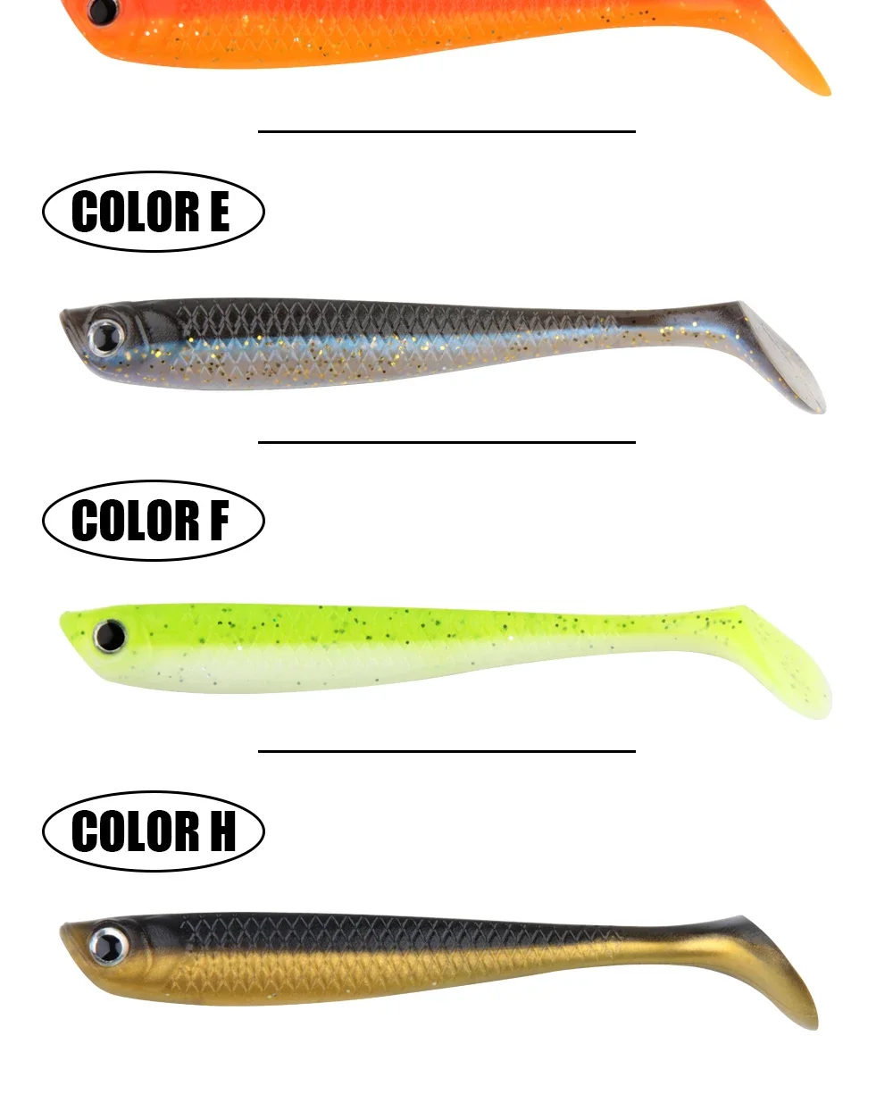 RoseWood 5,5 cm 8 cm 9,5 cm Paddel Schwanz Weiche Swimbait Angeln Köder Wobbler Shad Bass Gefälschte Fisch Für Forelle Walleye Crappie Jig Kopf – Detail 8