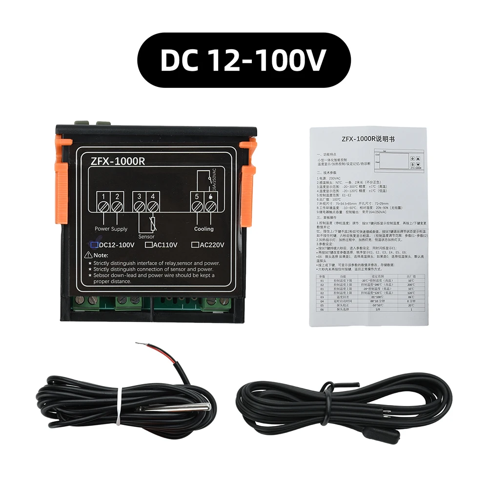 Advanced Digital Temperature Controller with Probe for Industrial Heating Incubators, 16A Thermostat Module