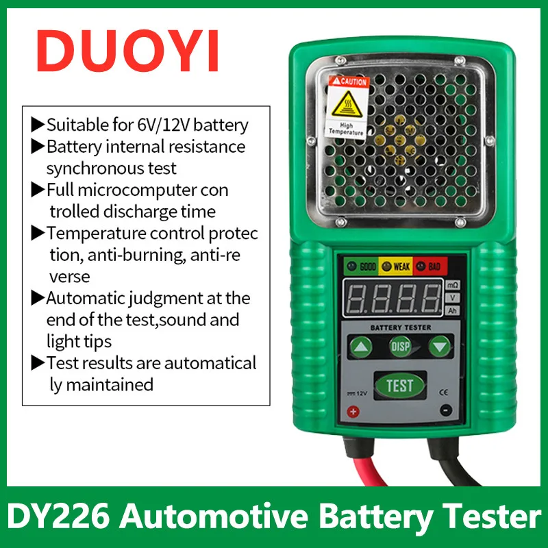 

DUOYI DY226 Battery Tester 6V 12V DC Quick Cranking Charging Circut Tester UPS Automotive Solar Energy Storage Marine Battery A+
