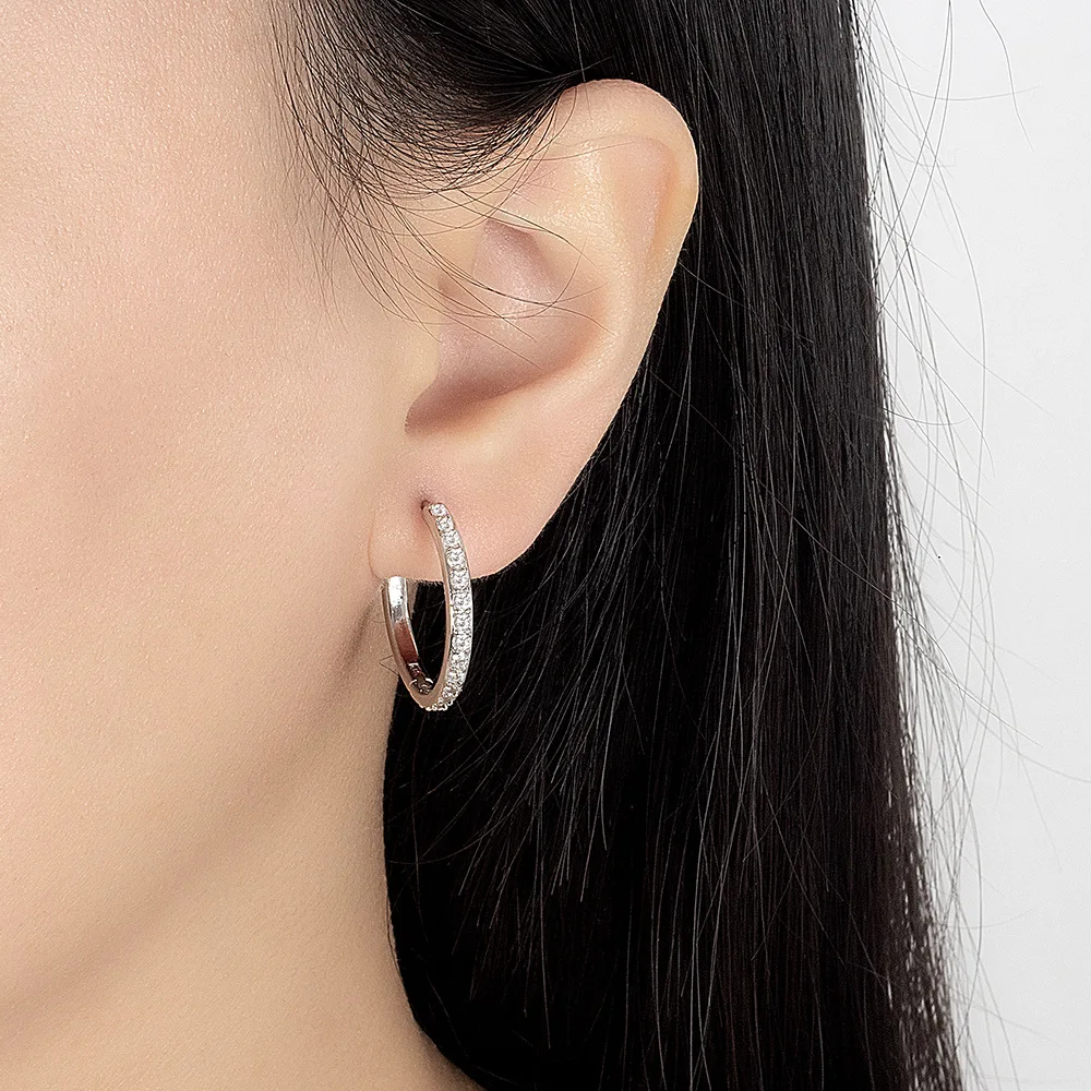 925 فضة 8/12/16/20 مللي متر الزركون هوب أقراط للنس...