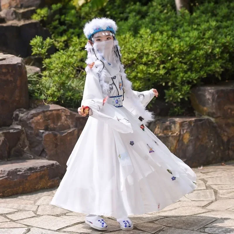 Xiangfei стильная одежда, детская древняя одежда, проверенная одежда, супер сказочная детская одежда Hanfu 2022, новая осенняя одежда с длинным рукавом фотографии