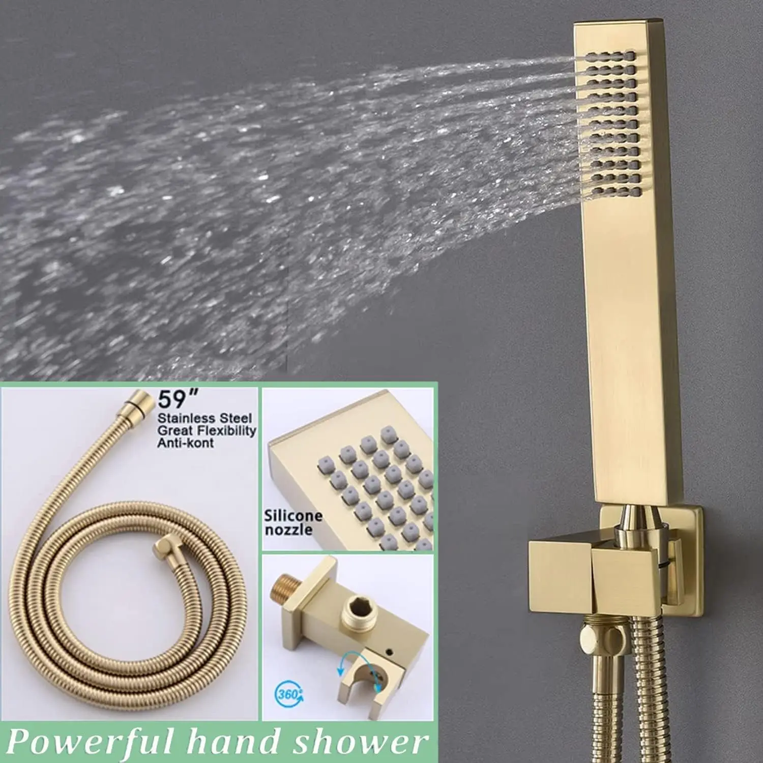 Luxury 16 X 24 Inch Full Body Shower System With Multi Function Rainfall Thermostatic Shower Faucet Set