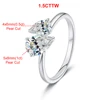 Bague en diamant Moissanite Double poire pour femmes, 1.5cttw, deux pierres Toi Et Moi, bandes de mariage, argent 925, plaqué or 18 carats, bijoux