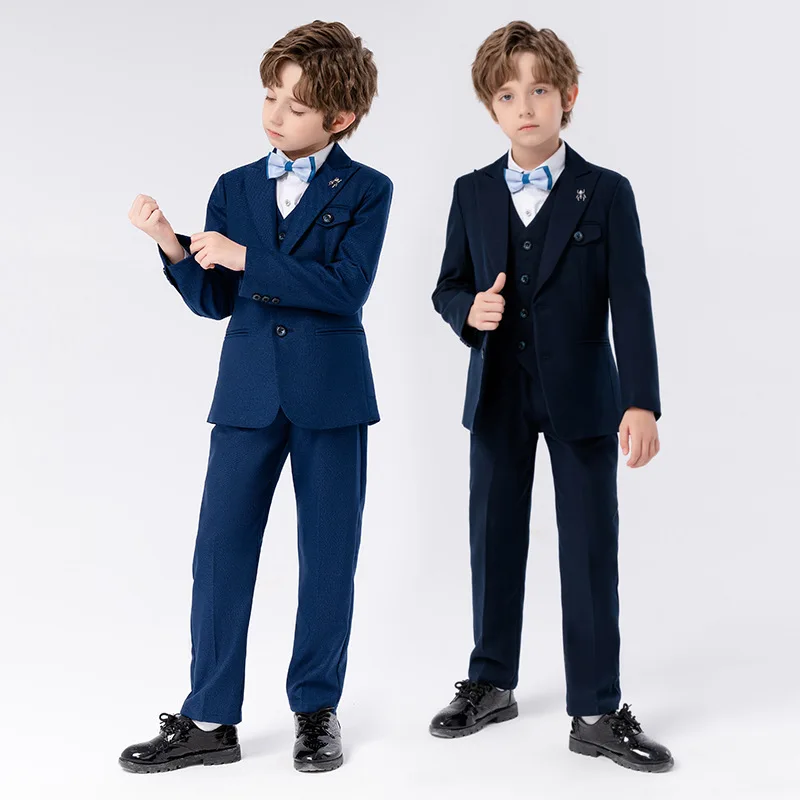 Gentleman Kinder Slim 4 Teile/satz Jacke Weste Hosen Bowtie Party Kleid Kinder Zeremonie Foto Anzug Jungen Leistung Kostüm – Detail 8