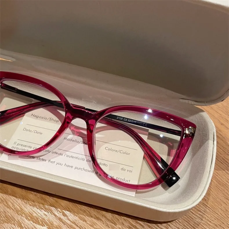 BLMUSA Lässiger Stil Trendige Damen Katzenaugen-Photochrome Korrekturbrille für Schmale Gesichter Anti-Blaulicht Lese-Optische Brille – Detail 8