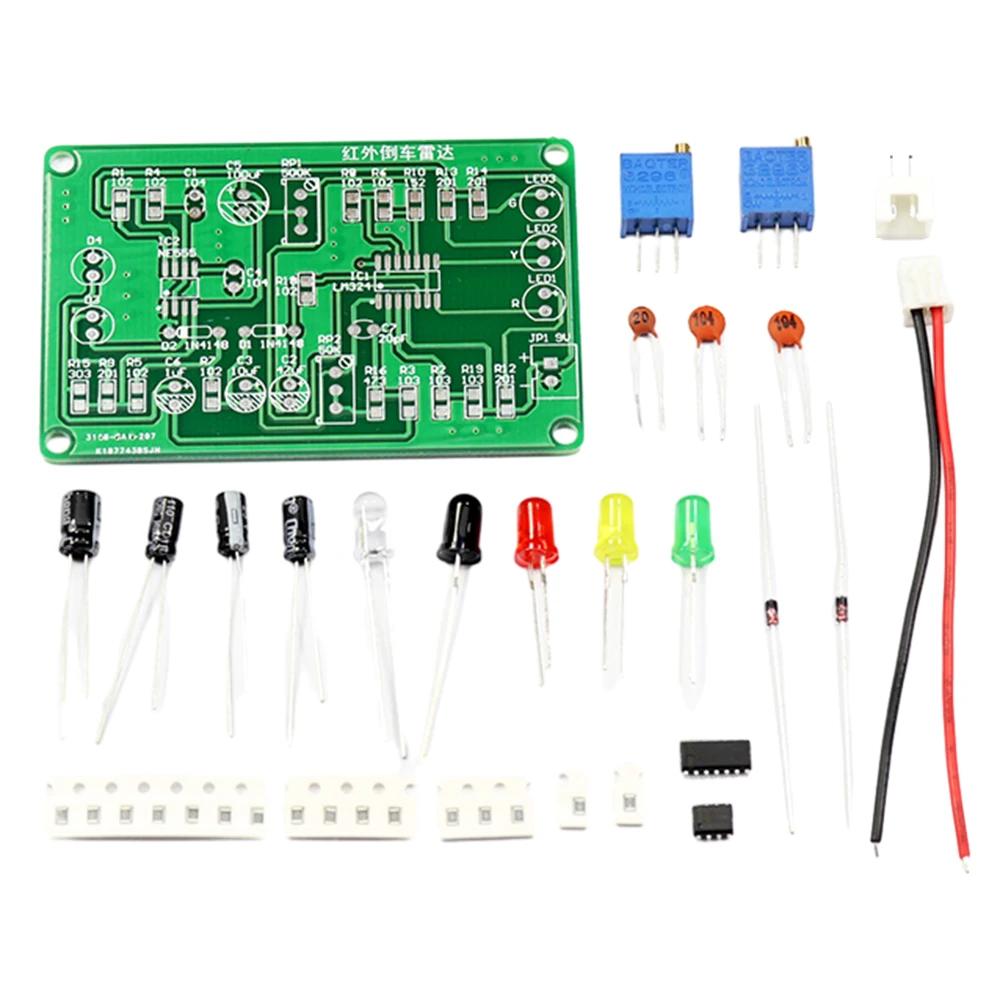 

DC9V DIY Kit Infrared Distance Sensor Indicator Reversing Radar Ranging Warning SMD DIP Electronic Welding Practice Suite