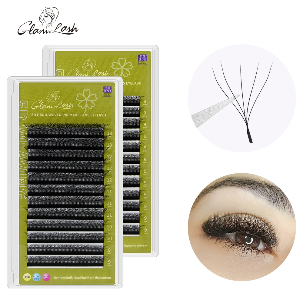 GLAMLASH 3D 4D 5D W Shaped Eyelash Lashes Easy Fan Extensions Wholesales YY Premade Volume 12 Rows Style Natural Soft |