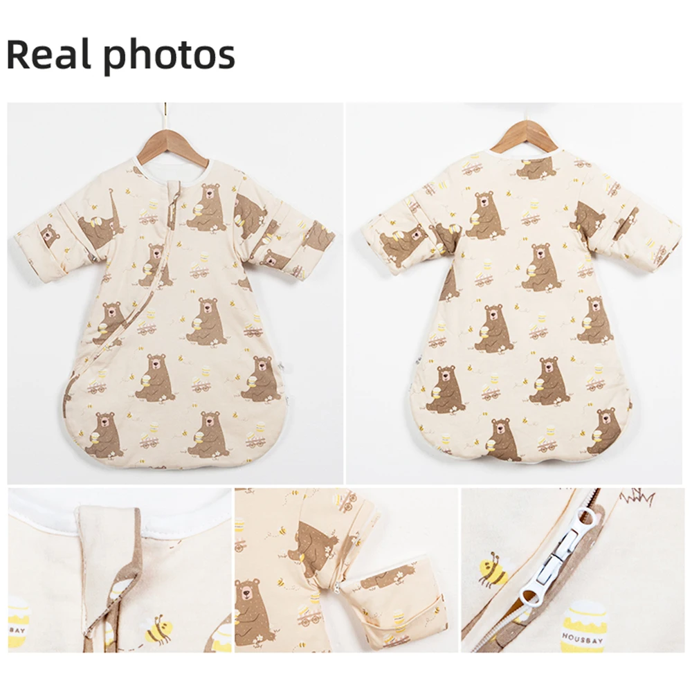 Sleeping Bag For Children 3-24Months Kids Sleepwear Sleeve Removable Winter Warm Thicker Anti-Kick Blanket Baby Sleepsack 3.5Tog 6