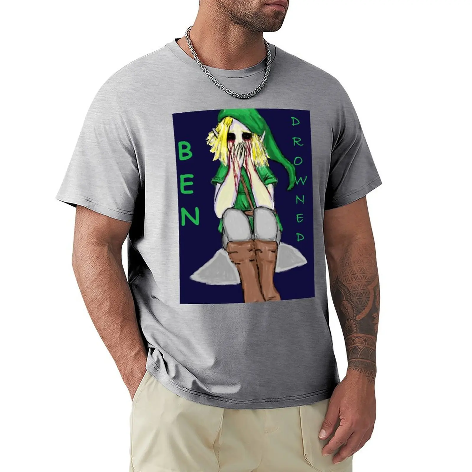 Бен утонул: почему? Мужская хлопковая футболка с принтом животного