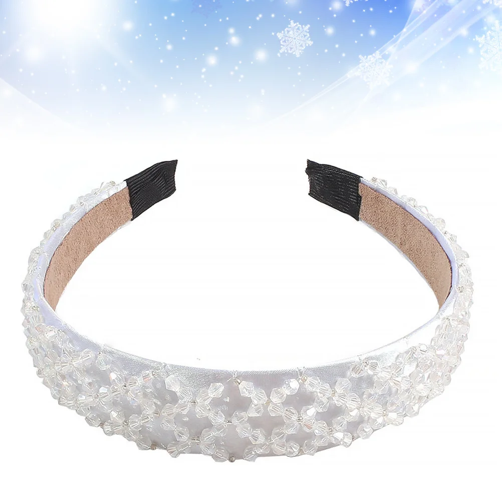 

1pc Imitation Crystal Hair Hand Knitting Beads Head Fashion Hair Band Hair Decoration for Female White